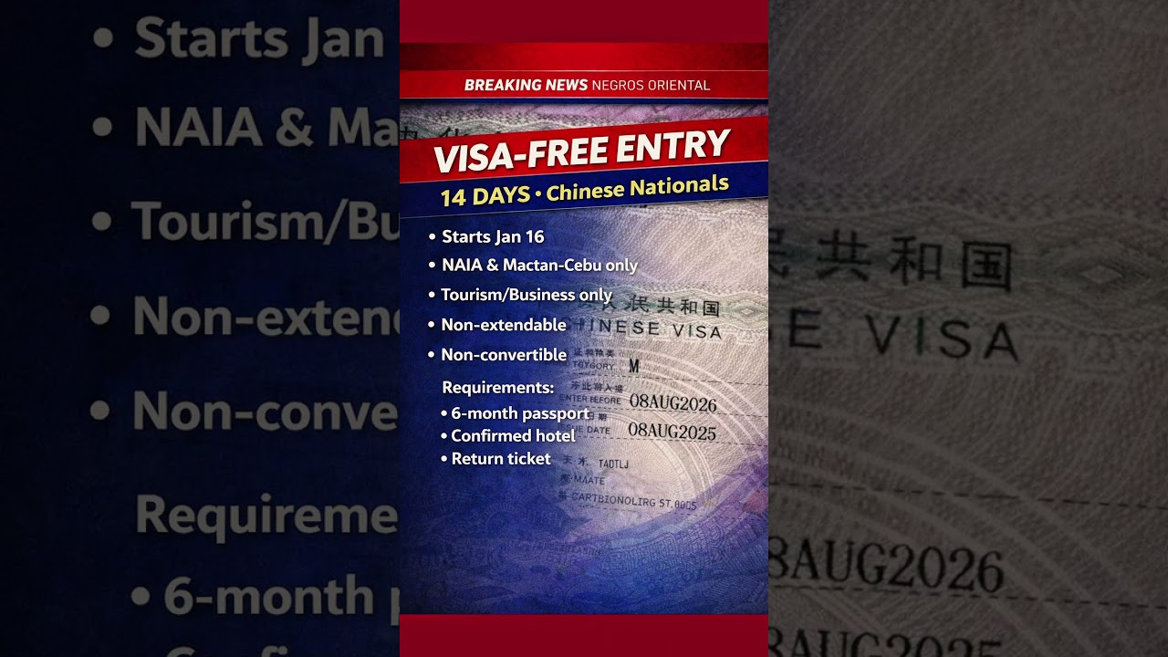 PH VISA-FREE for Chinese Nationals (14 DAYS) Starts Jan 16 
