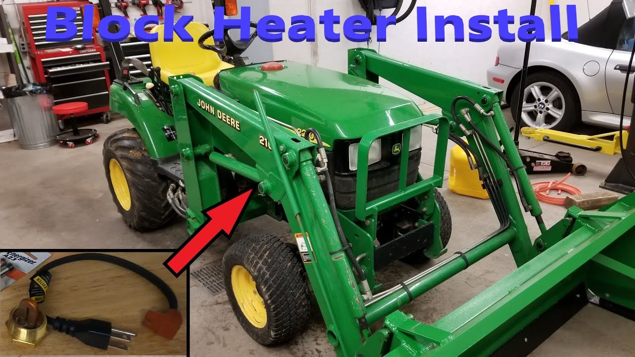 How to install a block heater on a John Deere 2210 compact tractor