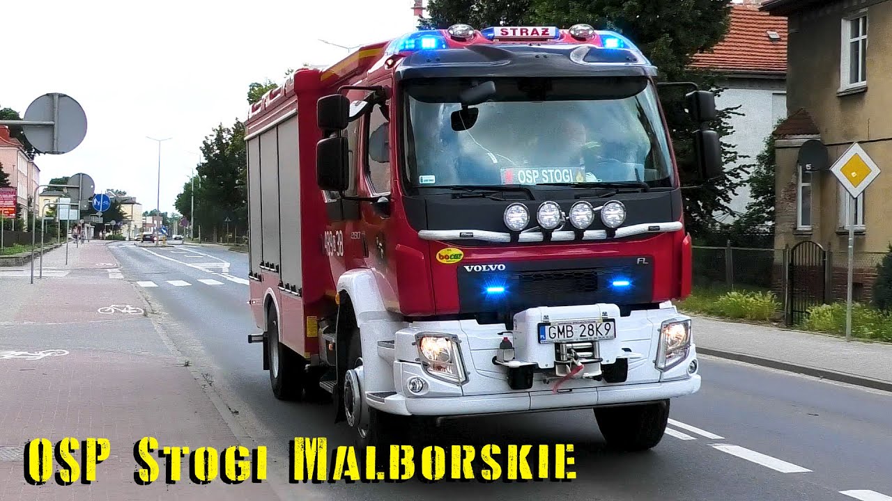 OSP Stogi Malborskie przejazd alarmowy przez Malbork | Straż Pożarna na sygnale
