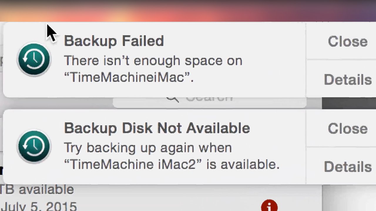 Backup Failed There isn't enough space on Time Machine external hd - How to Fix