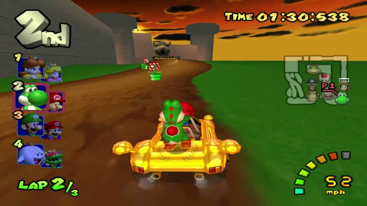 SNES Bowser Castle 3 - Mario Kart Double Dash!! (Gamecube) Custom Track 200cc (Yoshi & Baby Mario)