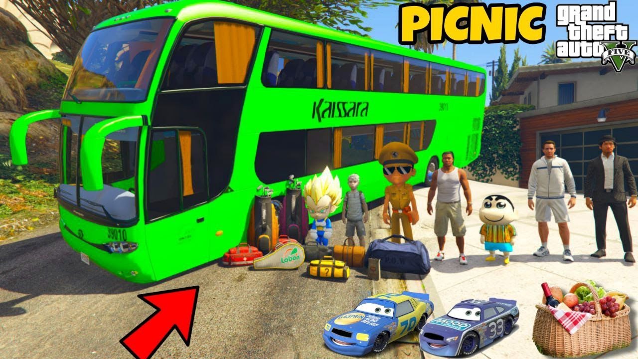 Franklin and Shinchan Plane A Road Trip With Luxury BUS From Los Santos To North Yankton IN GTA 5