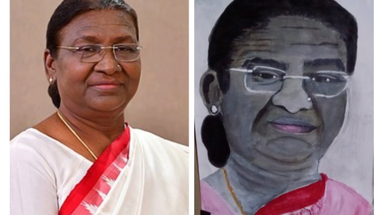 India first tribal president Droupodi murmu drawing totorial ||How to draw Droupodi murmu ||