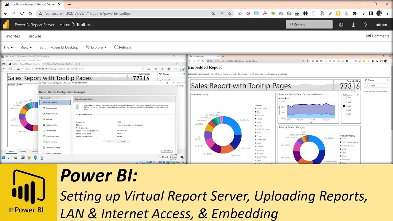 Power BI: Setting up Power BI Report Server, Uploading Reports, LAN & Internet Access, & Embedding