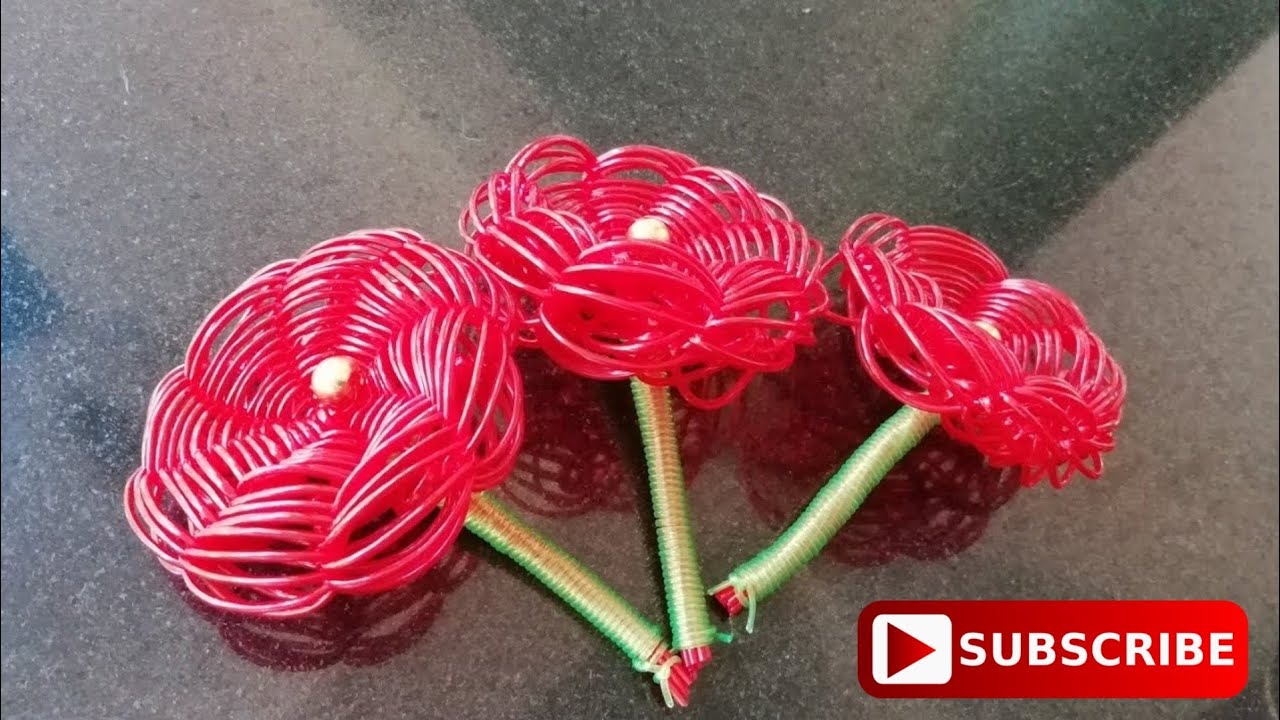 HOW TO MAKE FLOWERS USING PLASTIC WIRE | CRAFT INDIA TUTORIAL | DIY Plastic wire craft ideas