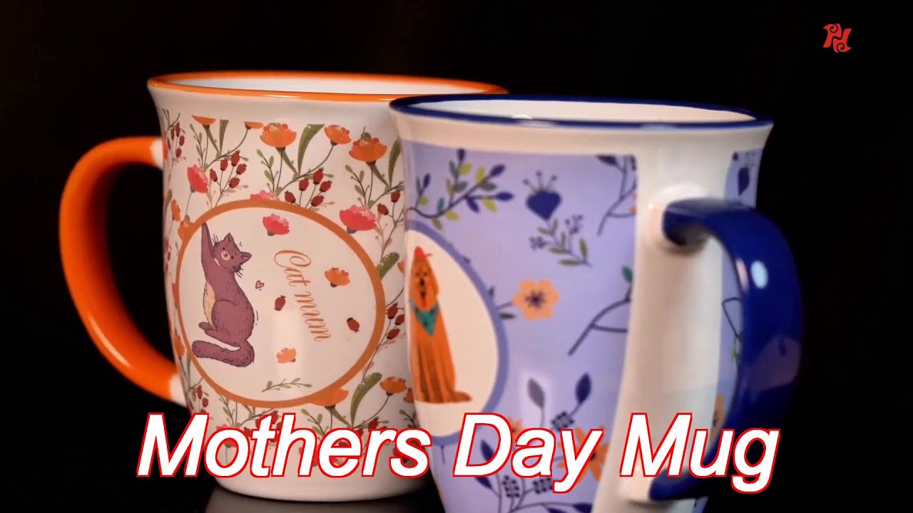 10.8cmh 340ml custom mug mother's day dia 9.2*5.7cm decal fired and color glazed