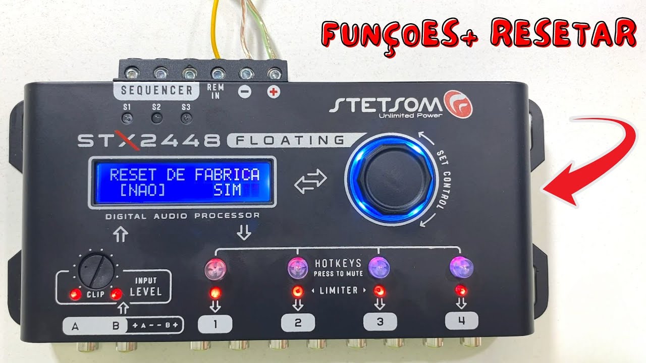 Como fazer RESET Crossover Processador Audio Digital Stx2448 Floating Stetsom Explicando as funções