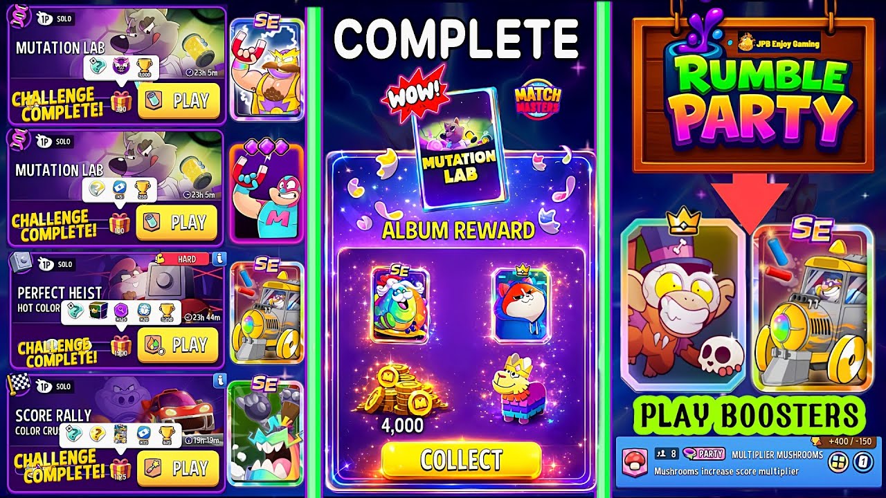 Album Reward Mutation Lab/(PARTY+4 SOLO) Mutation Lab/ (HARD)~Hot Color/ Color Crush 
