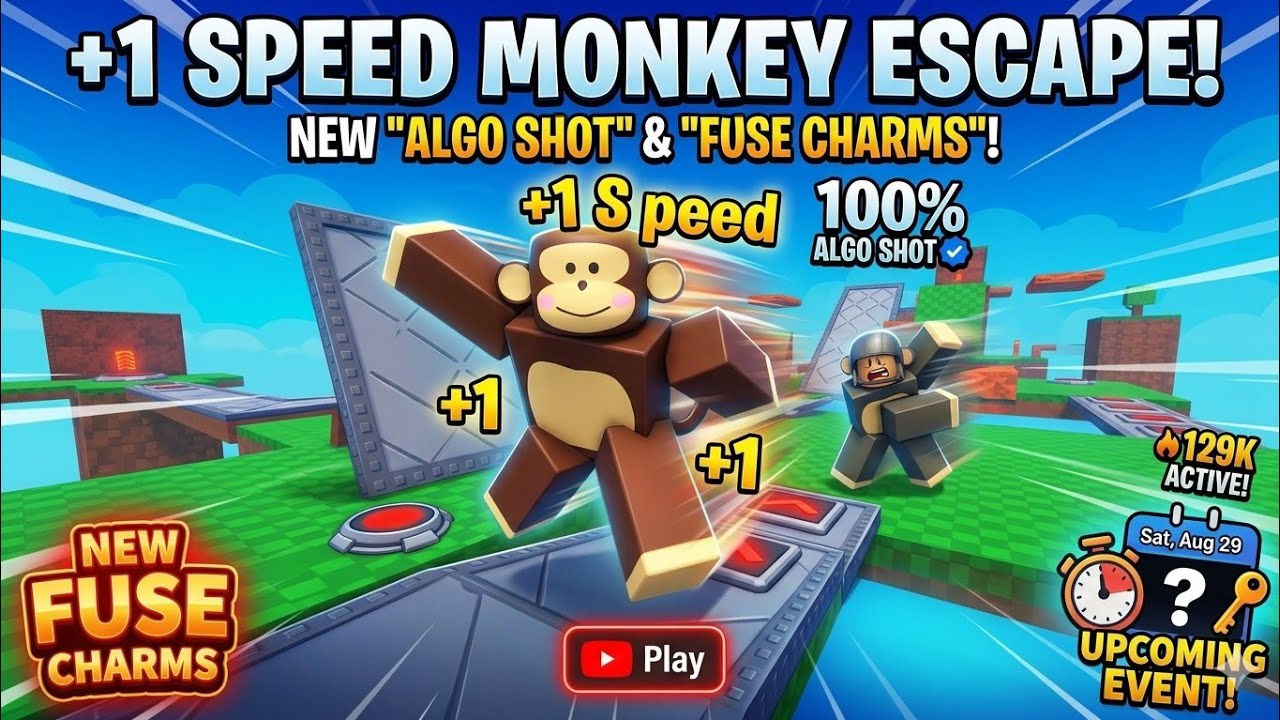 🐒 +1 SPEED MONKEY ESCAPE! Obby ROBLOX Gameplay Walkthrough 4k