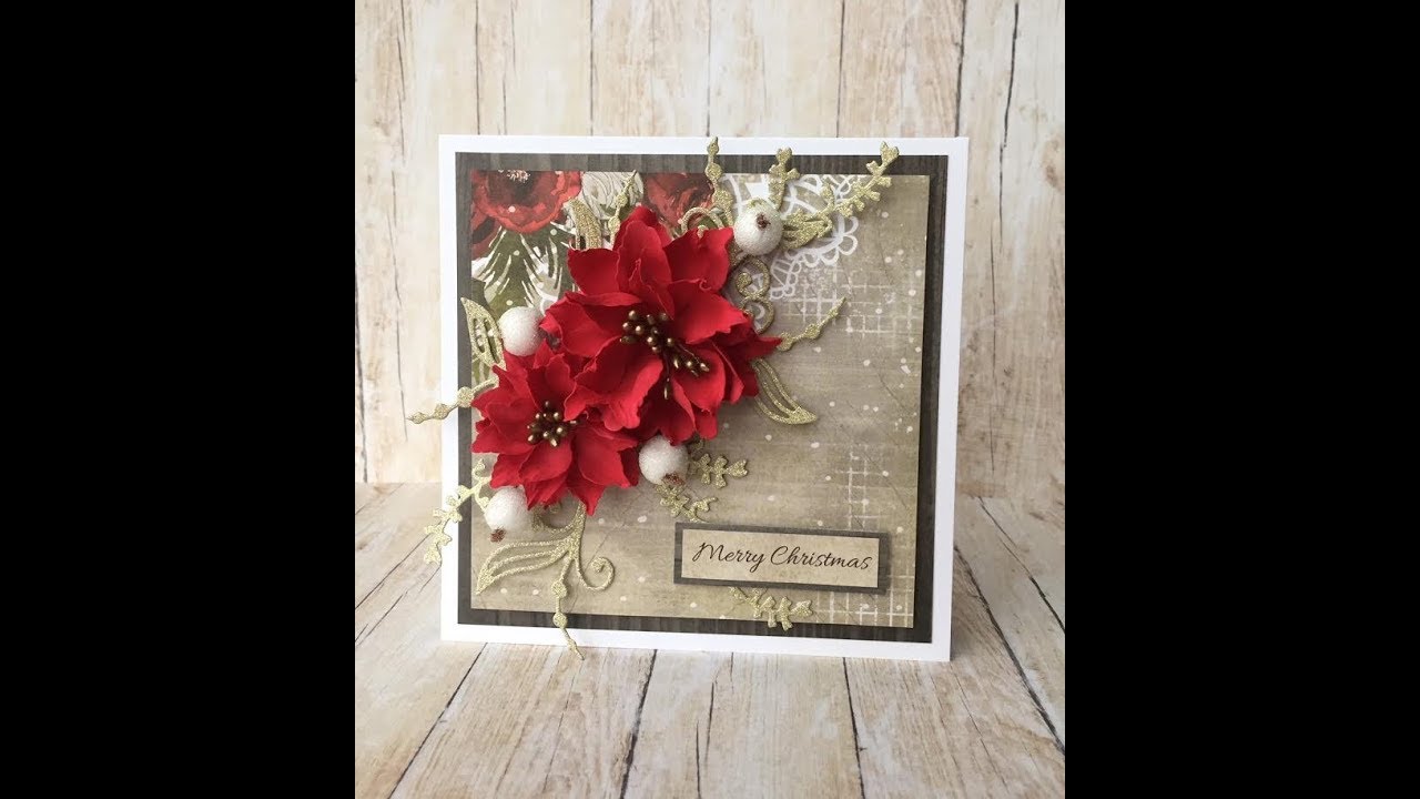 Christmas card with foamian poinsettia