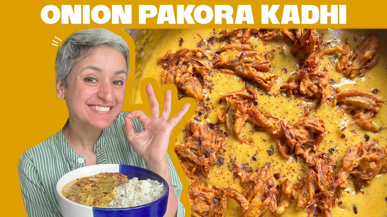 30 MINUTE MEALS - Onion pakora kadhi - a must try YOGURT CURRY! #healthyfood #vegetarian