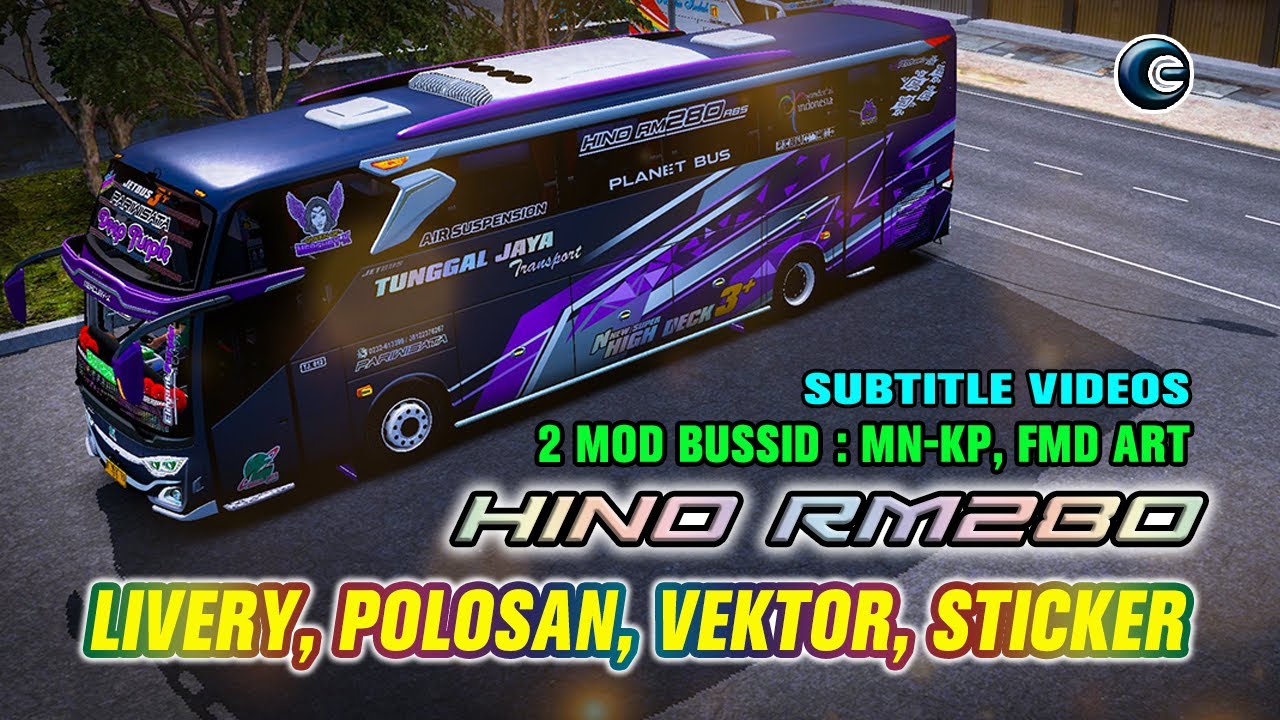 TUNGGAL JAYA DEEP PURPLE HINO RM280 ABS - BUSSID Share Livery Polosan Vektor Sticker