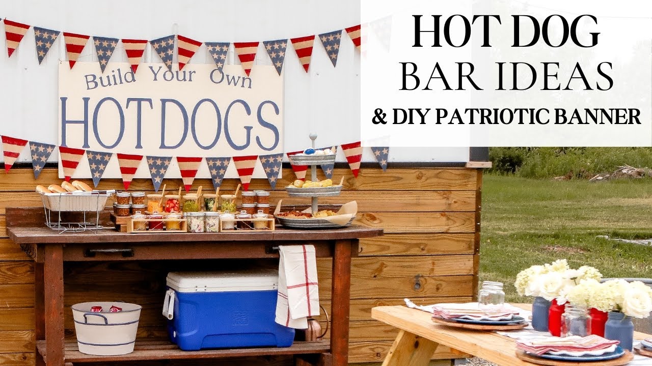 Hot Dog Bar Ideas & DIY Patriotic Banner Pottery Barn Dupe