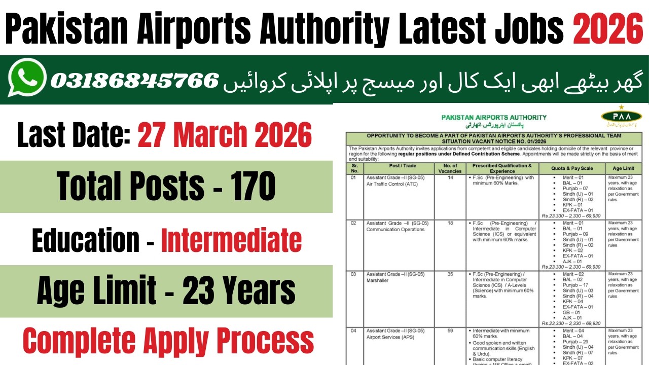 Pakistan Airports Authority Jobs 2026 | Airports Authority Jobs 2026 | Latest Jobs 2026 | Govt Jobs