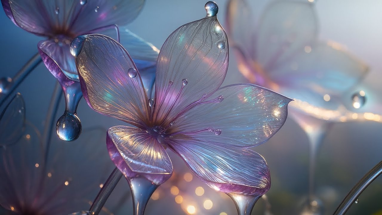 Crystal Bloom Universe 🌸 Aesthetic Crystal Macro Flowers Compilation #relaxingvideo #aiart