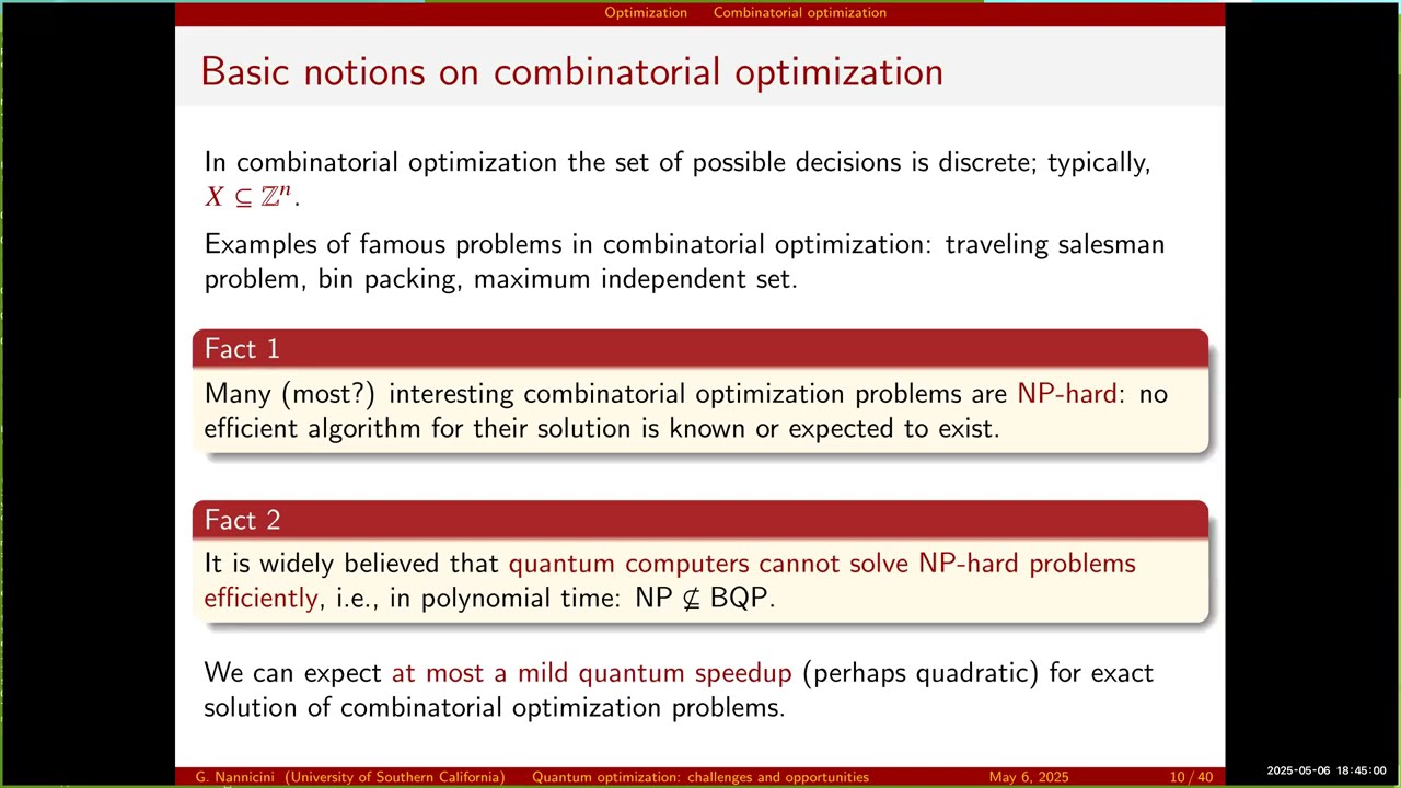 BilQC | Giacomo Nannicini | Quantum optimization: challenges and opportunities