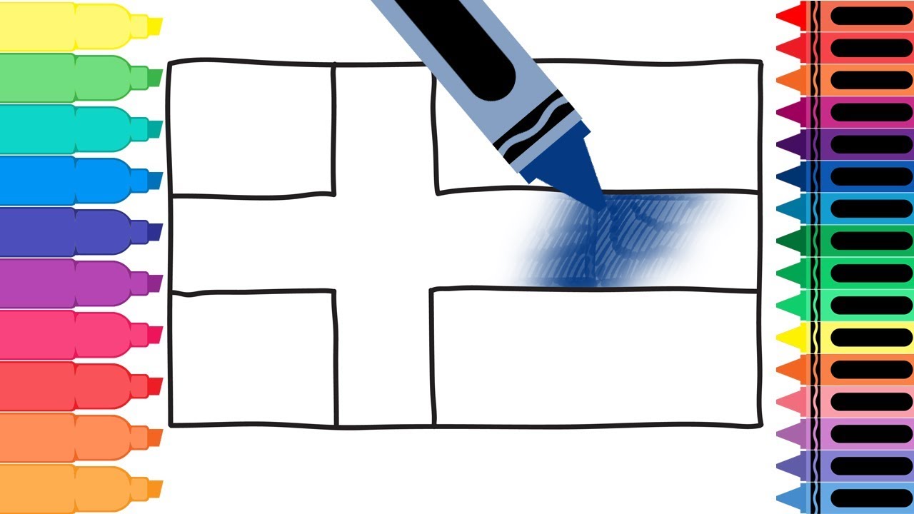 How to Draw Finland Flag - Drawing the Finnish Flag - Coloring Pages for Kids | Tanimated Toys