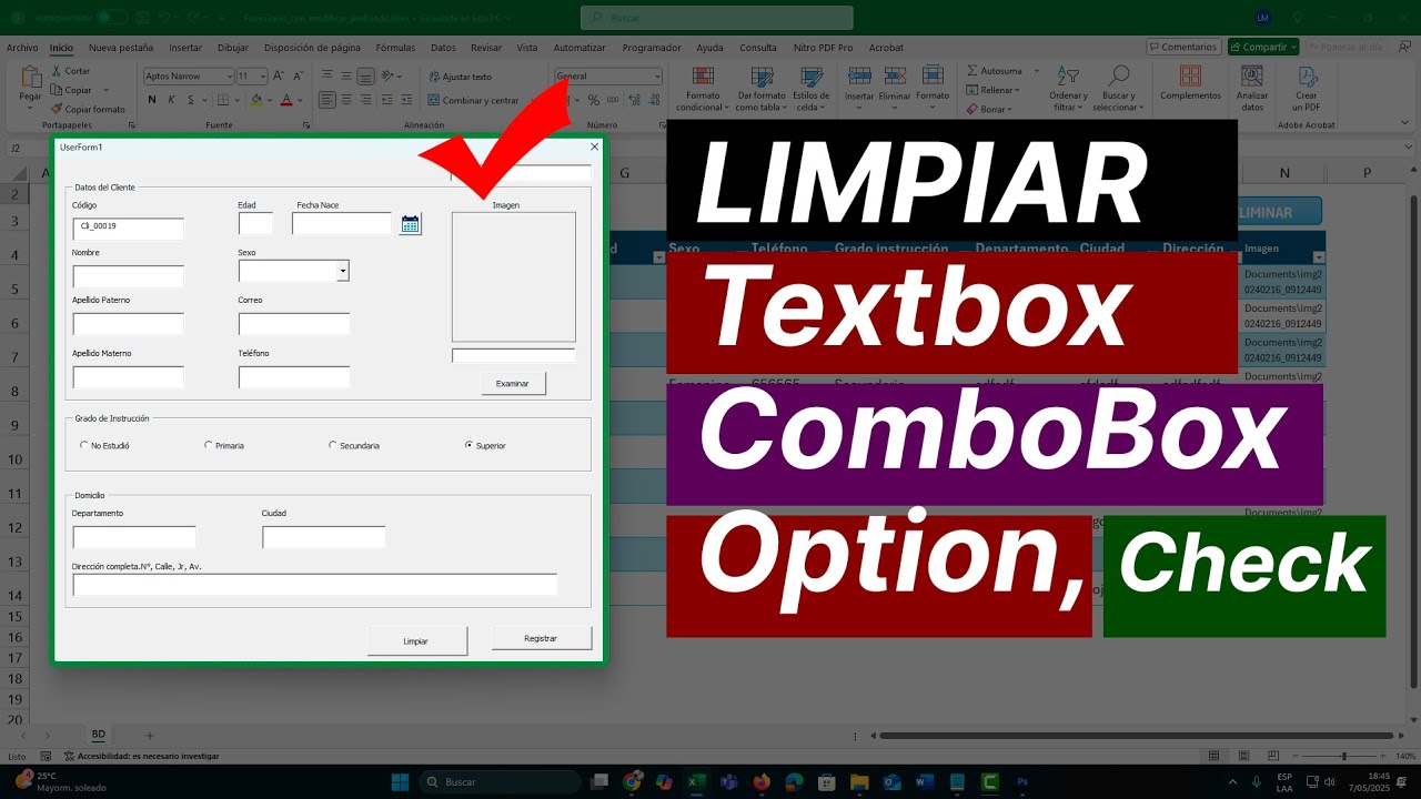 Cómo Limpiar Automáticamente un Formulario en VBA Excel – Borra TextBox, ComboBox, CheckBox