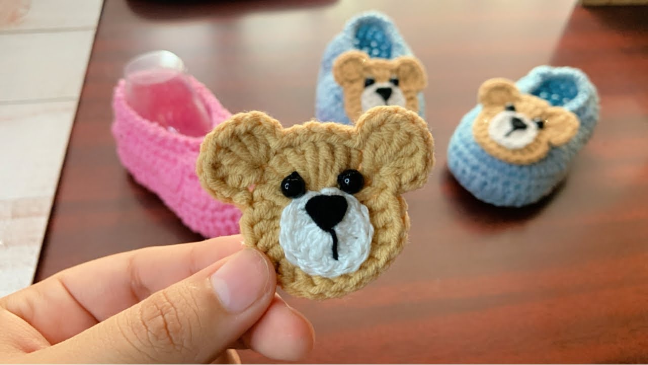 Cómo tejer aplique de osito Aprende a tejer esta decoración #zapatitos #tutorial #crochet