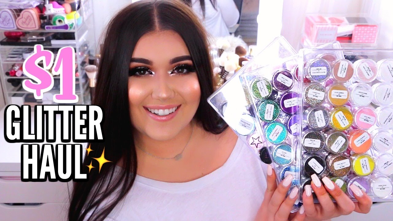 $1 BULK GLITTER HAUL | Cosmetic Grade Glitter Review & 50+ Swatches ♡ Deanna Borocz
