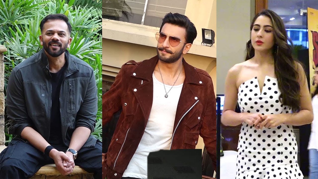 Ranveer Singh Rohit Shetty And Sara Ali Khan At The Promotion Of Simmba At JW Marriot Mumbai