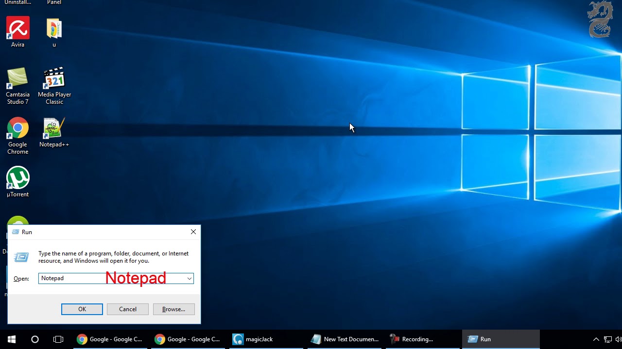 How to open Notepad using run command