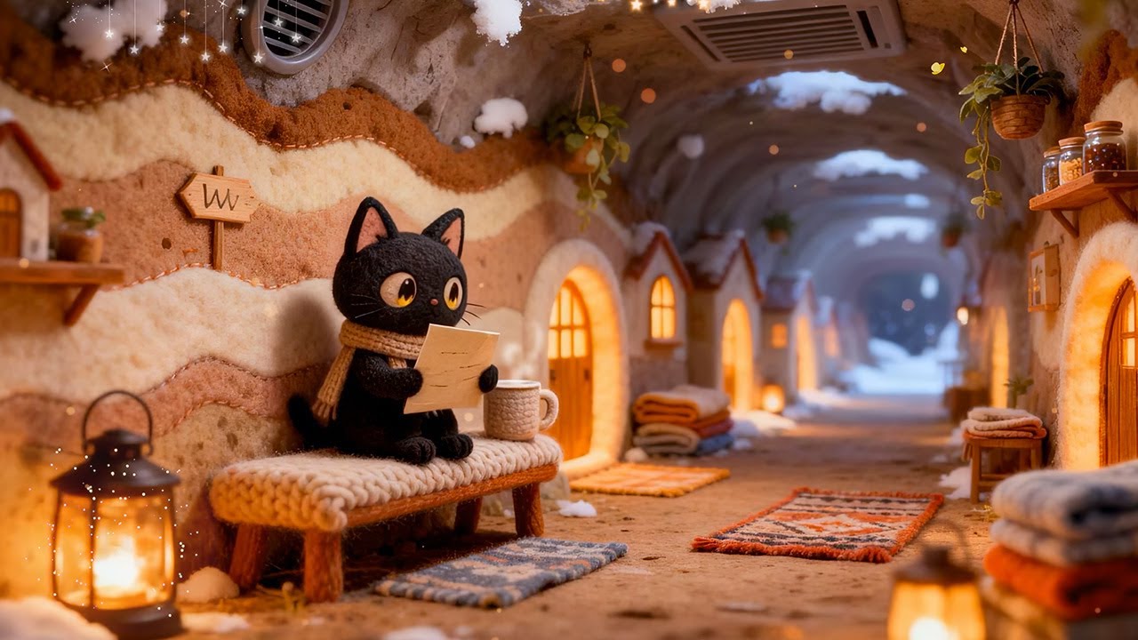 Lofi Cat's Snowy Cave Study 📚 Cozy Lofi Music for Focus & Relaxation ☕️ Chill Lofi for Winter