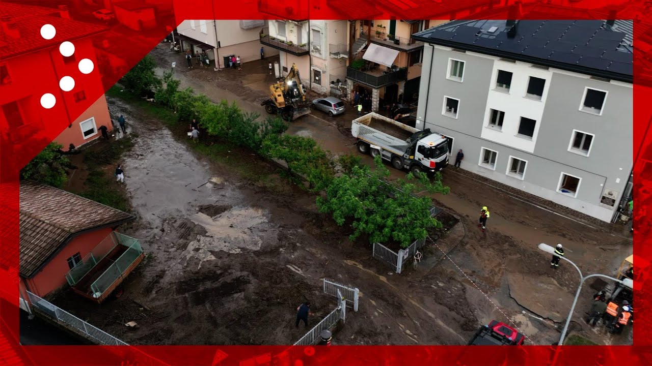 Esondazione a Collio di Vobarno, le immagini dal drone delle zone colpite