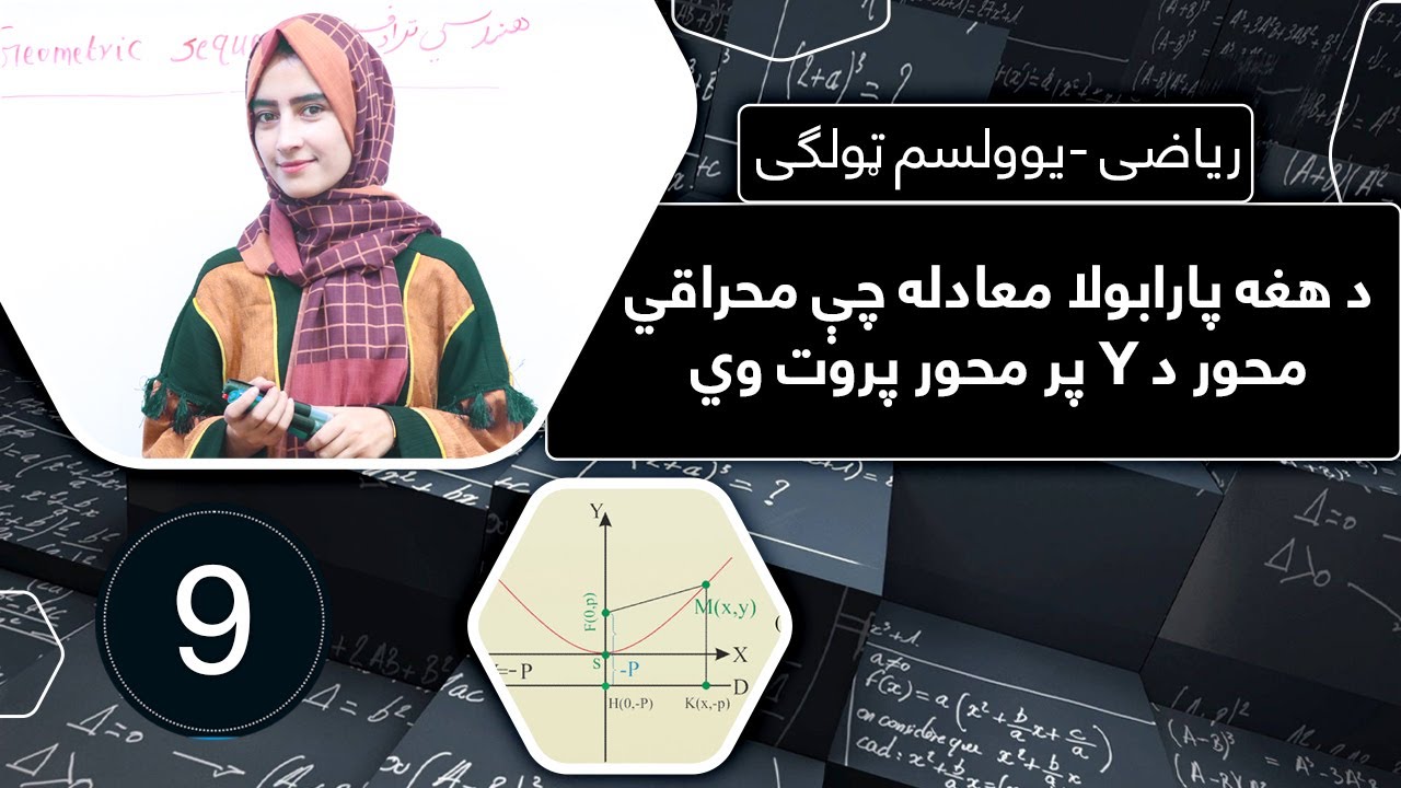 Class 11 - Math  ریاضی یوولسم ټولګی لوست 9 _ د هغه پارابولا معادله چی محراقی محور د yپر محور پروت وي