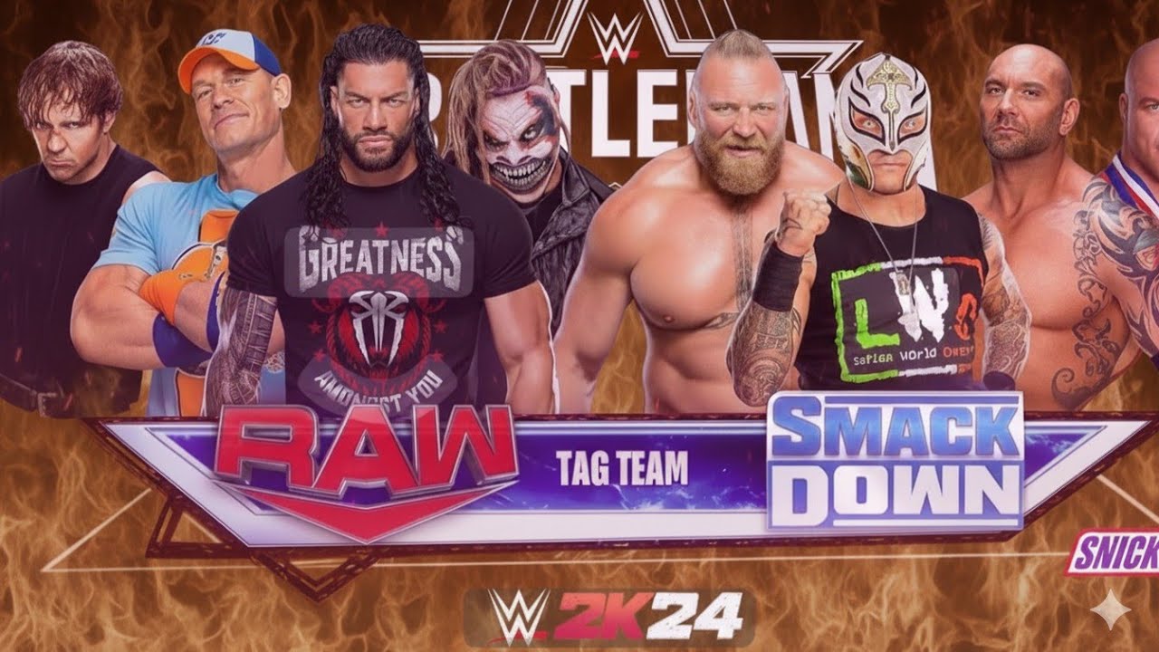 WWE 2K24 team Roman Reigns vs team Brock Lesnar 