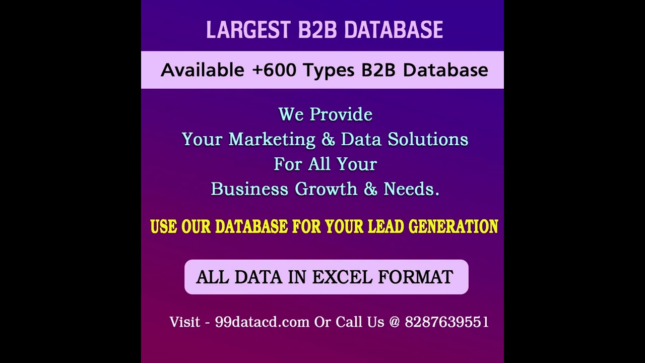 Largest B2B Database Provider List   In Excel Format