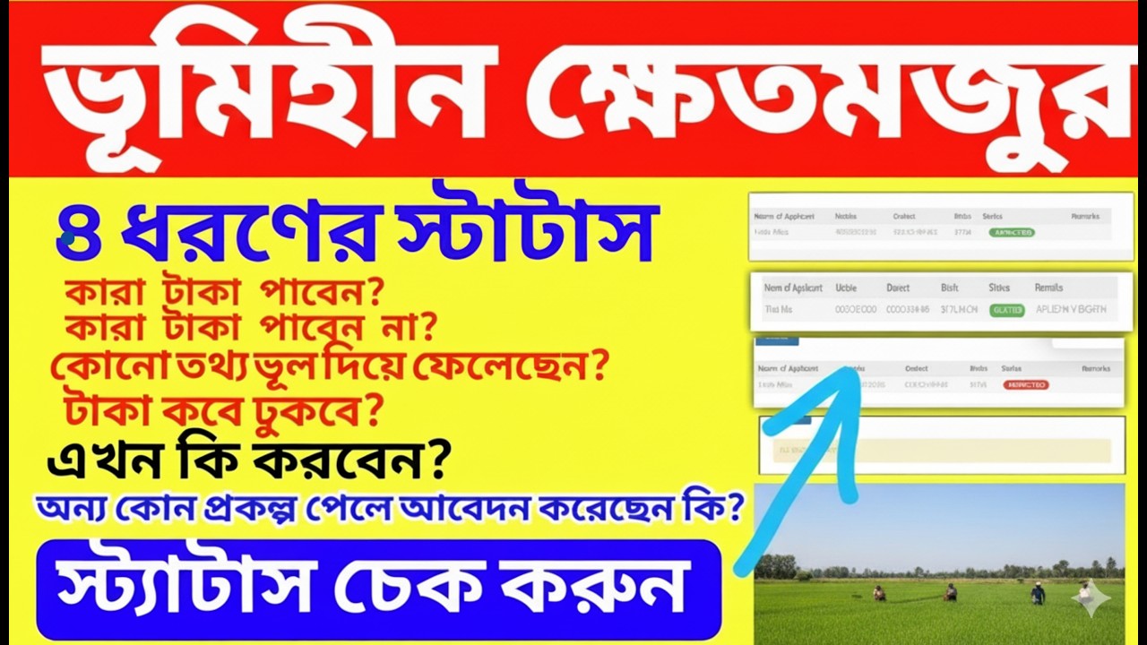 ভূমিহীন ক্ষেতমজুর প্রকল্প টাকা ঢুকা শুরু হল | Bumihin Khetmajur Status Payment File Generated