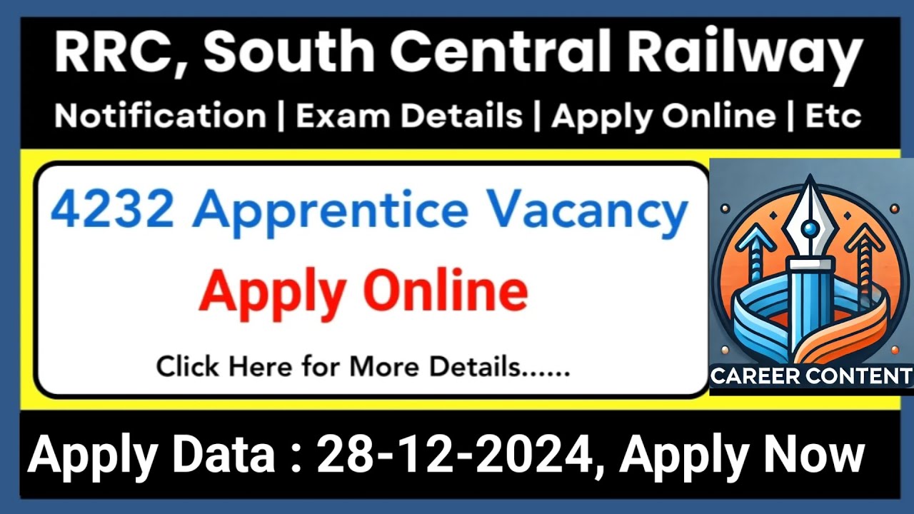 RRC, South Central Railway Act Apprentice Recruitment 2024 &ndash; Apply Online for 4232 Posts