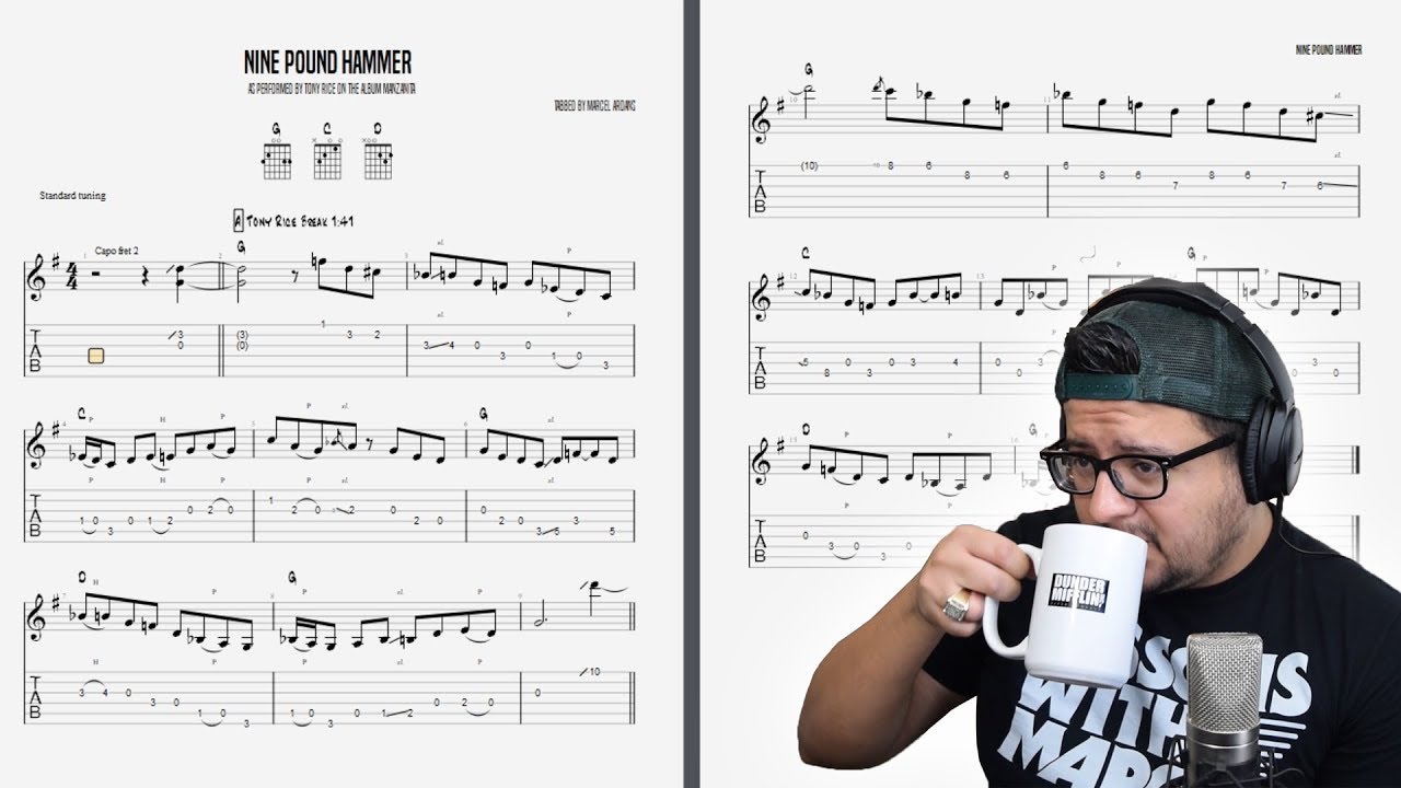 Transcribing Tony Rice's Nine Pound Hammer For Caleb - Free Bluegrass Guitar Tab!