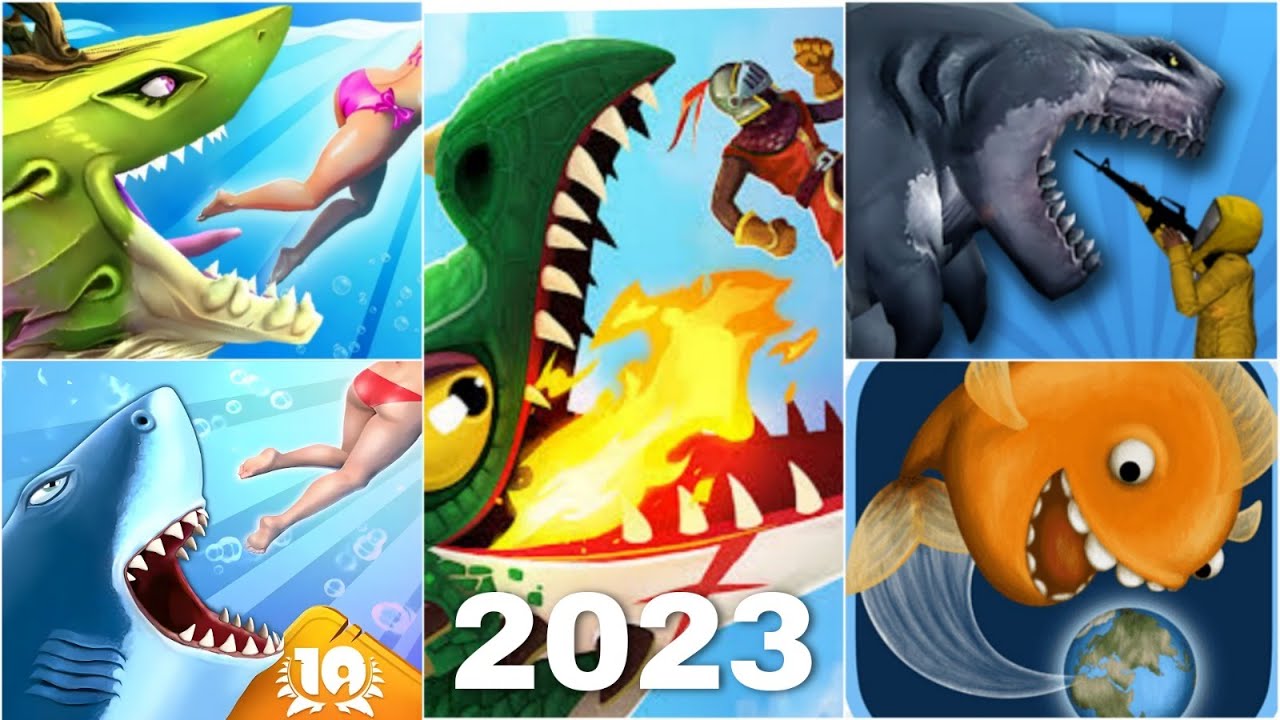 HUNGRY SHARK VS HUNGRY DRAGON VS SHARKOSAURUS RAMPAGE VS TASTY BLUE NEW 2023 - ALL SHARK UNLOCKED
