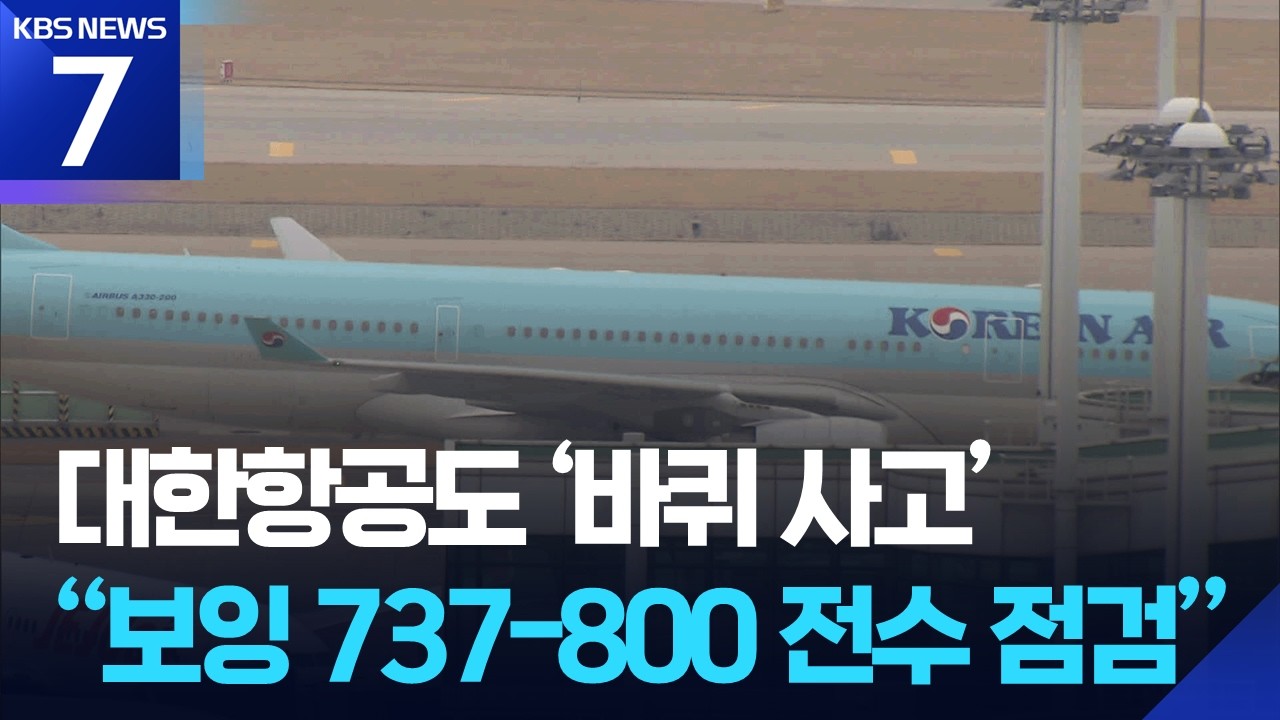 대한항공도 ‘바퀴 사고’…“보잉 737-800 전수 점검” / KBS  2026.02.13.