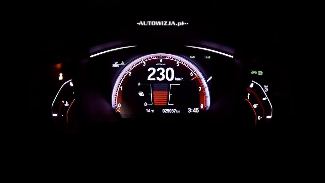 Honda Civic 1.5 VTEC Turbo 182 hp acceleration 0-100 km/h, 0-200 km/h, 0-400 m, top speed