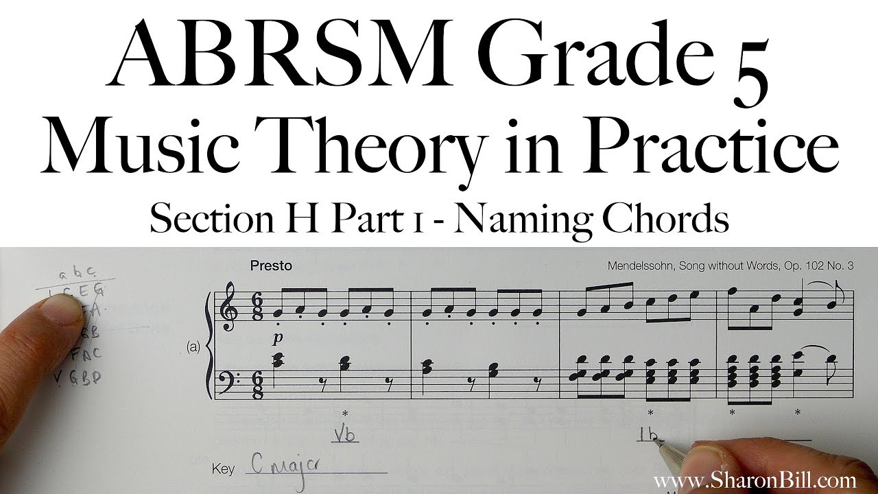 ABRSM Music Theory Grade 5 Section H Part 1 Naming Chords with Sharon Bill