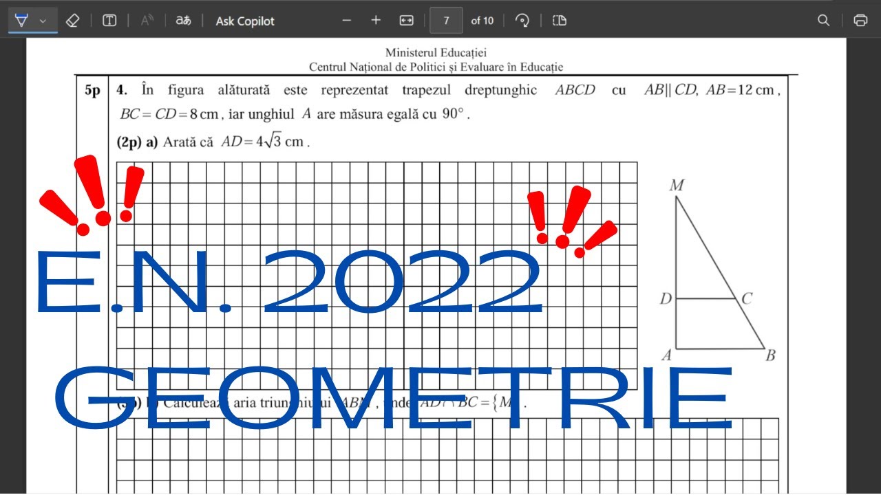 Subiectul 3 – Geometrie | Testul 1 – Evaluare Națională 2022 | Explicații pas cu pas