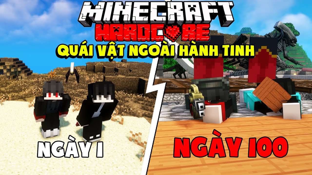 KiraMC Tóm Tắt 100 Ngày Minecraft Sinh Tồn Siêu Khó Chống Lại Quái Vật Ngoài Hành Tinh Cùng Bạn Thân