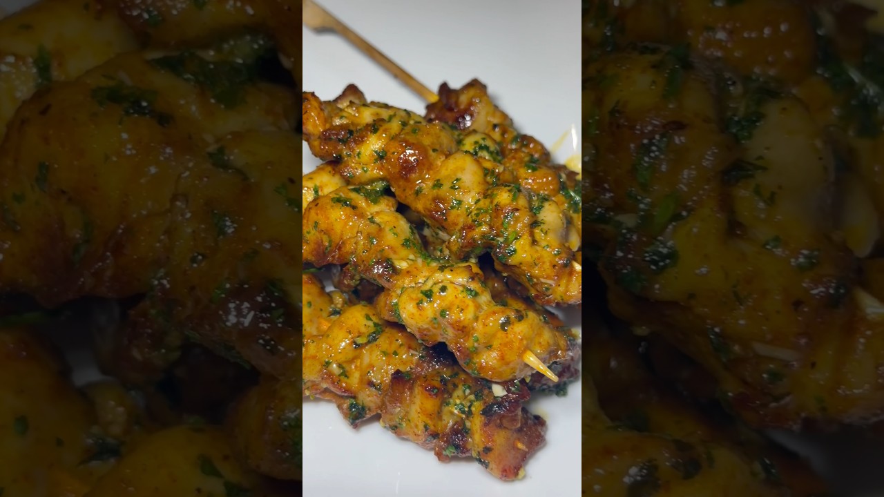 BROCHETTES DE POULET MARIN&Eacute; #recette #food #shorts