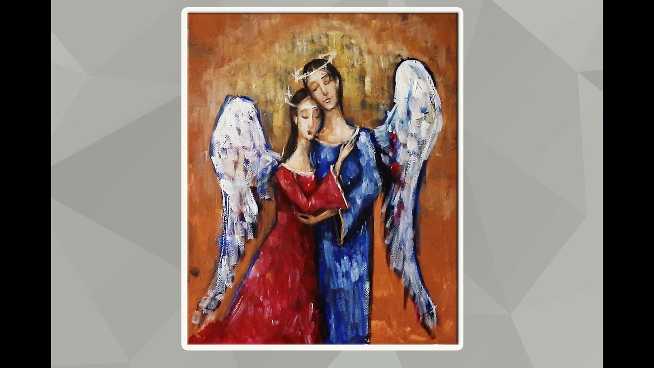 Easy Painting an Angels with Acrylic / Paint Impressionist /Step by Step /MariArtHome