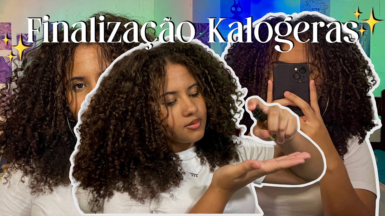 TESTEI A FINALIZAÇÃO DAS KALOGERAS NO MEU CABELO CACHEADO💕🪮✨