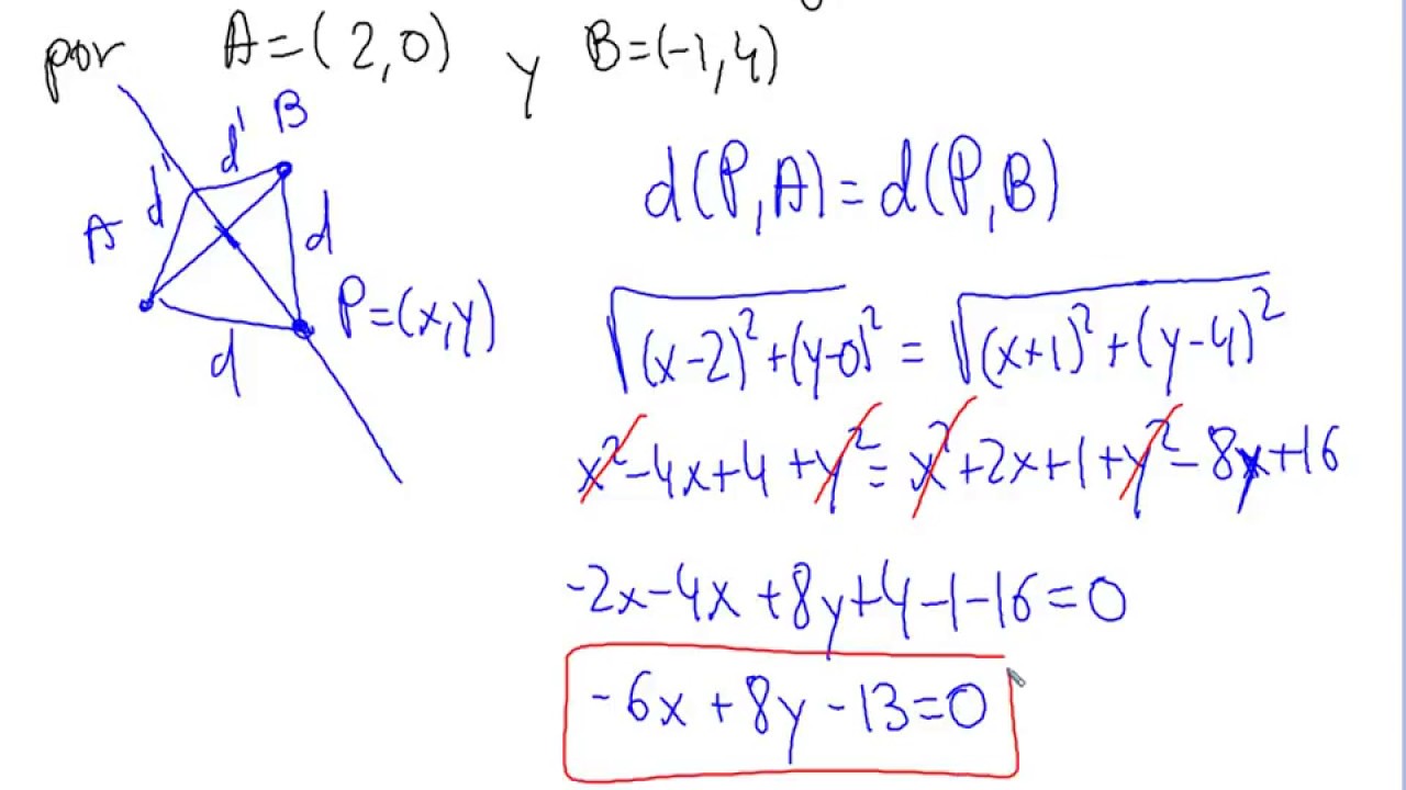 Cómo calcular la mediatriz del segmento AB