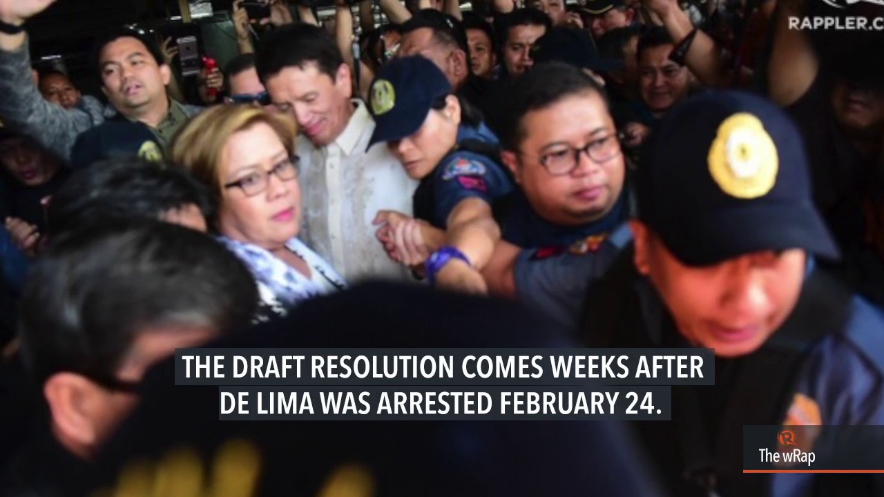 Draft EU resolution calls for De Lima's 'immediate release'