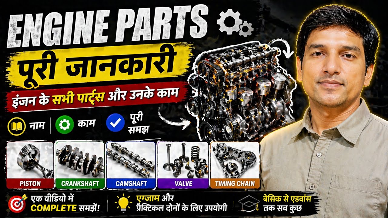 Engine Parts | Parts of Engines | Parts of Engines explained in Hindi | Engine parts and Functions