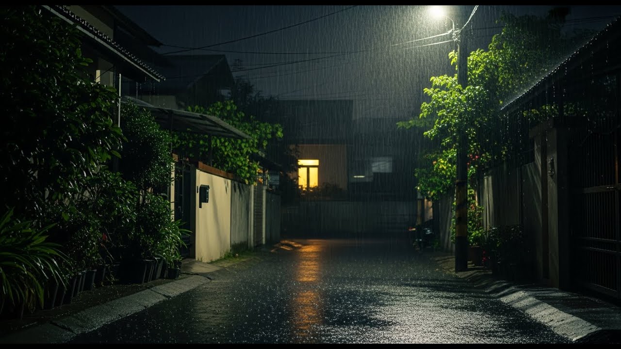 Fall Asleep to Light Drizzle in a Silent Alley | Dark Night Rain ASMR (LIVE)