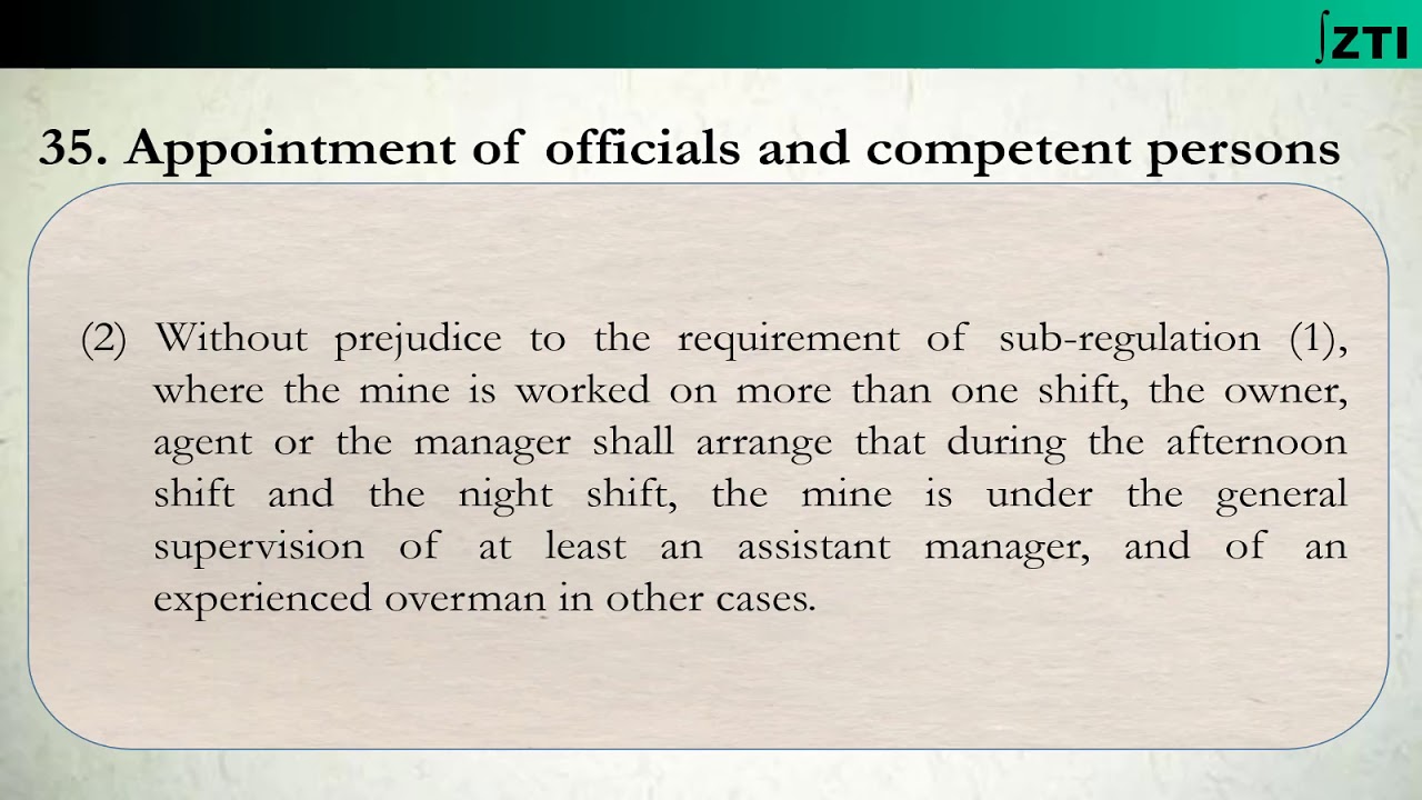 CMR Regulation 35 (Appointment of officials and competent persons)