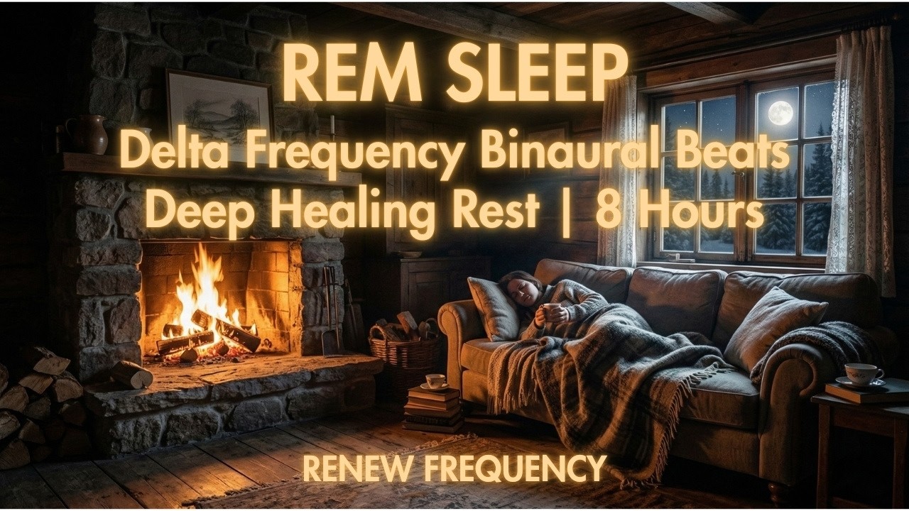 REM Sleep Music | Delta Frequency Binaural Beats | 8 Hours Deep Healing Rest