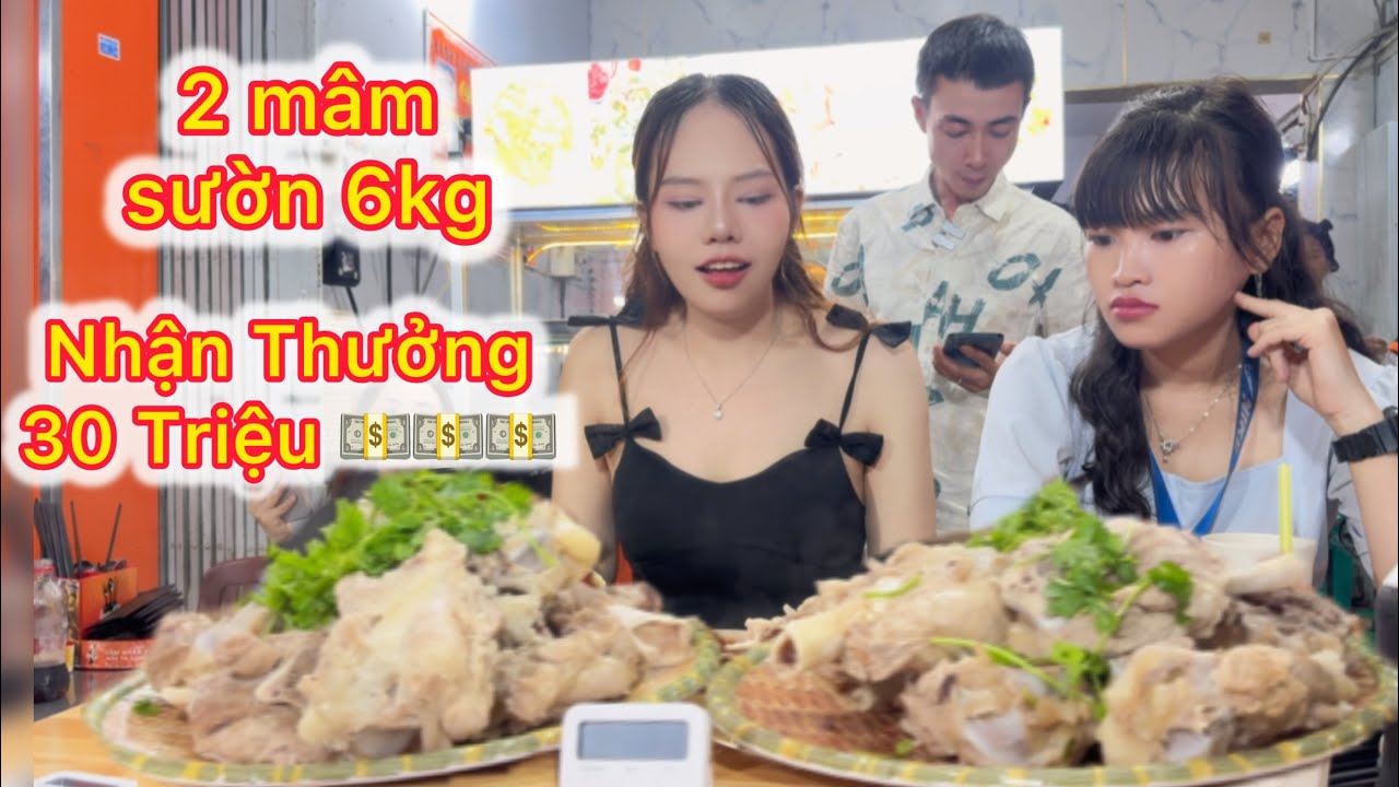 Bé Mai Thử Thách Ăn 2 Mâm Sườn Cay Nhận 30 Triệu Ở Quán Bánh Canh Chả Cá Công Hằng